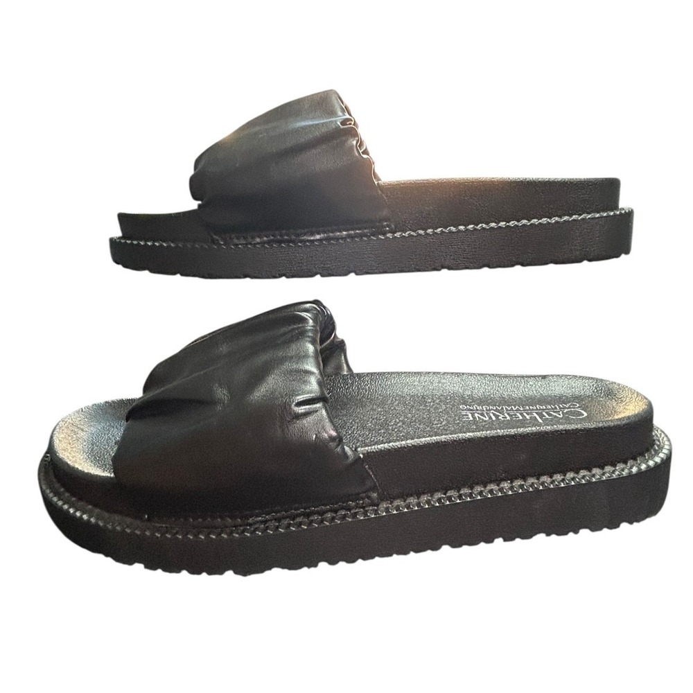 Catherine Malandrino Bubble Puff Slides Sandals Womens Sz 8 Black Casual Comfort - Picture 5 of 9